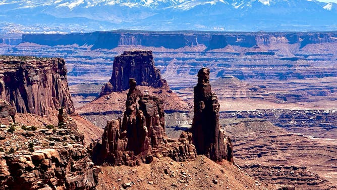 The landscape of Canyonlands National Park in Moab, Utah, is seen in April 2024.