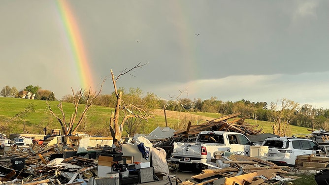 A rainbow appeared on Tuesday morning amidst the devastation, reminding residents of nature's resilience.