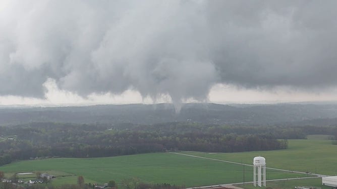 A tornado seen over Georgetown, Indiana on April 2, 2024.