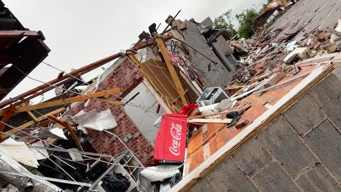 Images from Christy Morris, owner of The Mix Mercantile, shows the destruction after the Sulphur, Oklahoma tornado on April 28, 2024.