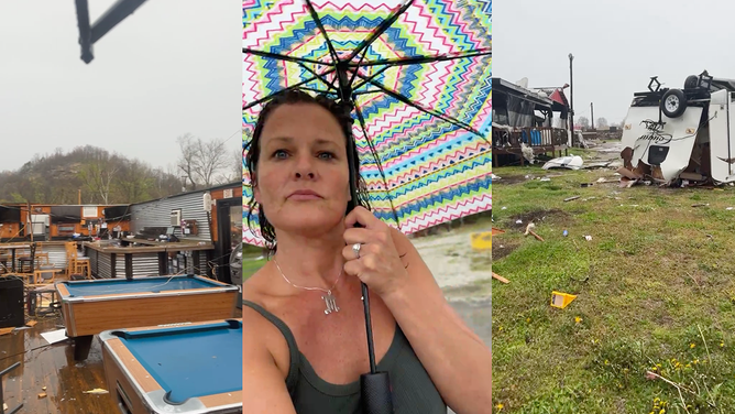 A suspected tornado hit an RV park in the town of Hanging Rock, Ohio, and one resident captured the shocking damage. Mindy Broghton details what was going through her mind during the storm.
