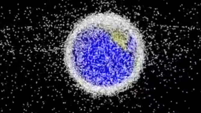 NASA orbital debris simulation map