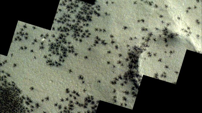 Satellite discovers spider-like formations on Mars from a previous mission.