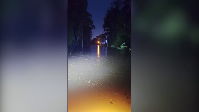 This image shows life-threatening flooding in Roganville, Texas, on Wednesday, April 10, 2024.