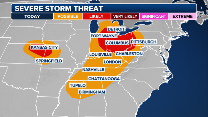 The severe weather outlook for Wednesday.