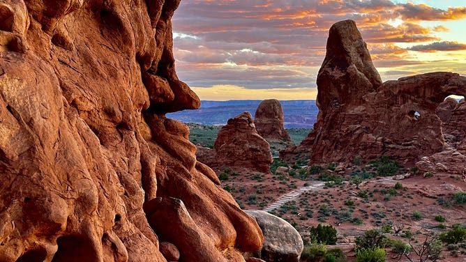 The landscape of Arches National Park in Moab, Utah, is seen in April 2024.