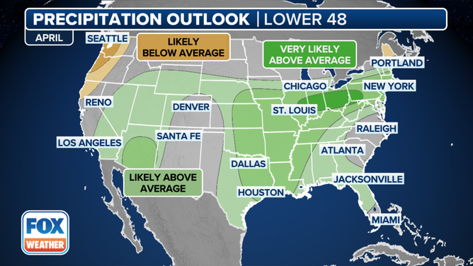 NOAA April precipitation forecast