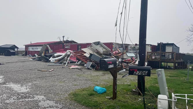 Damage from a suspected tornado in the Hanging Rock, Ohio region.