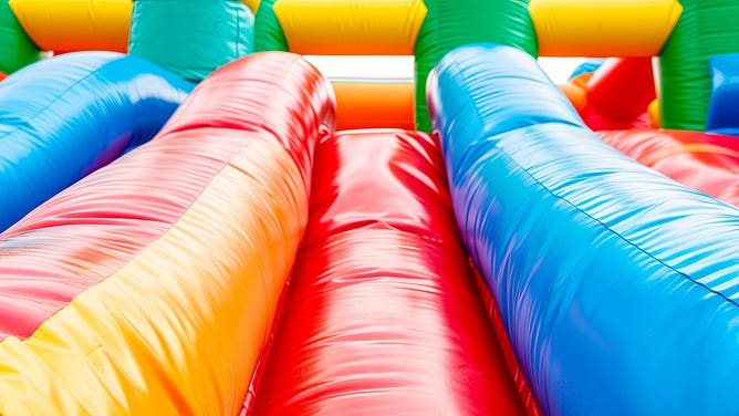 A colorful bounce house.