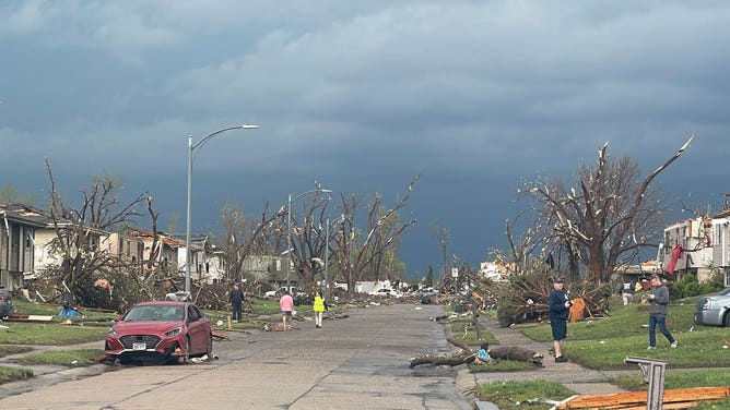 Widespread damage in Elkhorn, Nebraska, outside of Omaha