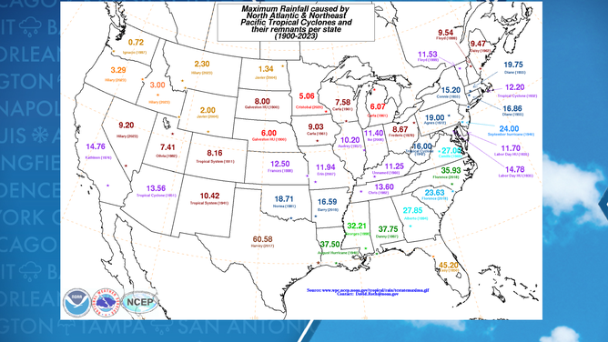 Tropical rainfall map