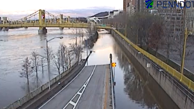 River flooding in Pittsburgh from April 3, 2024.