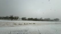 Hailstorm coats Texas community in ice