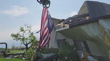 American flag plucked from tornado-destroyed home in sign of strength during Nebraska recovery