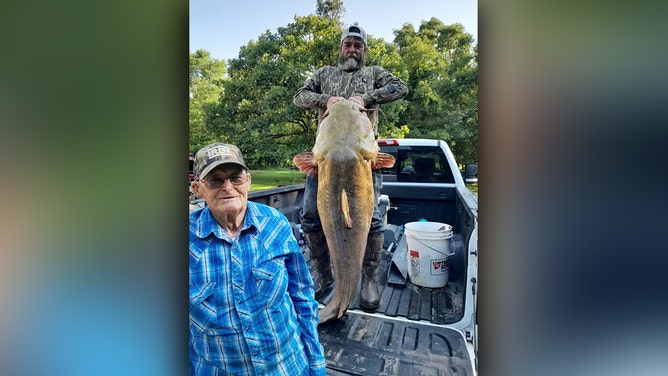 Bradly Courtright landed an impressive 95-pound flathead catfish at Pine Creek Reservoir near Valliant, Oklahoma.