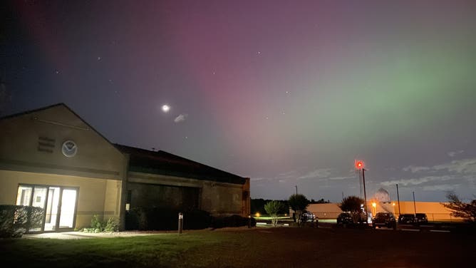 Forecasters at the NWS office in Calera, AL saw the aurora and the space station.