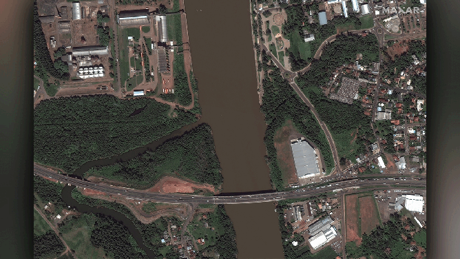 Maxar has collected recent satellite imagery that reveals extensive flooding in progress across the Rio Grande do Sul region of southern Brazil.