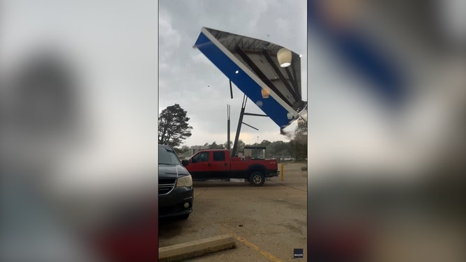 A motorcyclist captured the moment tornadic winds ripped apart a gas station canopy on Sunday, May 26, as the National Weather Service confirmed multiple tornadoes hit southern Missouri.