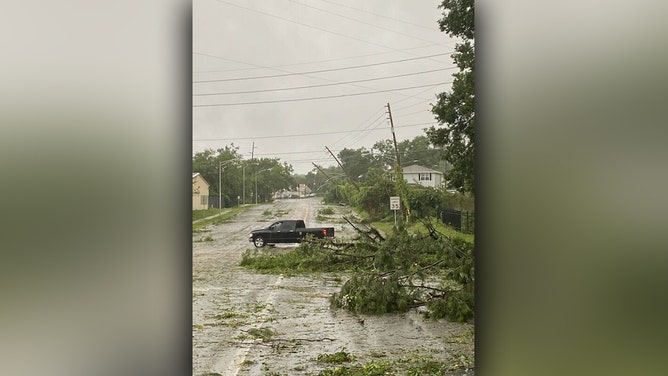 A squall line swept across the Florida Panhandle early Friday morning, triggering a variety of severe weather warnings. Storm damage is seen in Tallahassee.