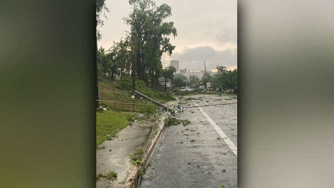 A squall line swept across the Florida Panhandle early Friday morning, triggering a variety of severe weather warnings. Storm damage is seen in Tallahassee.