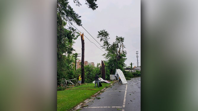 A squall line swept across the Florida Panhandle early Friday morning, triggering a variety of severe weather warnings. Storm damage is seen in Tallahassee.