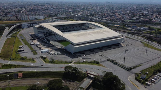 An empty stadium in Sao Paulo