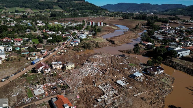 Aerial view of Arroio do Meio following the devastating floods