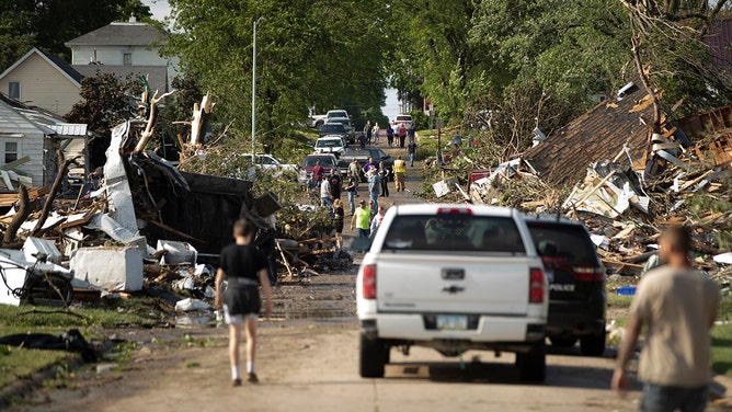 Damage and several deaths were reported in Greenfield, Iowa, on Tuesday after a large and violent tornado struck the town located about 60 miles southwest of Des Moines.