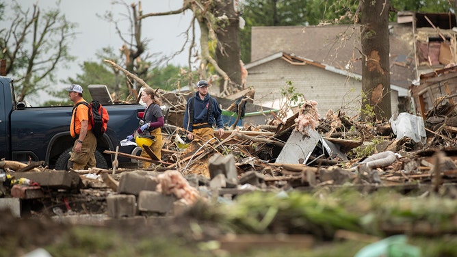 Damage and several deaths were reported in Greenfield, Iowa, on Tuesday after a large and violent tornado struck the town located about 60 miles southwest of Des Moines.