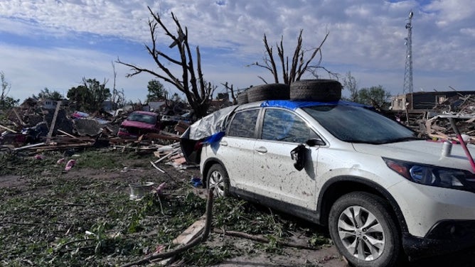 The area where Haley Williams and her family live in Greenfield, Iowa that was destroyed by an EF-3 tornado.