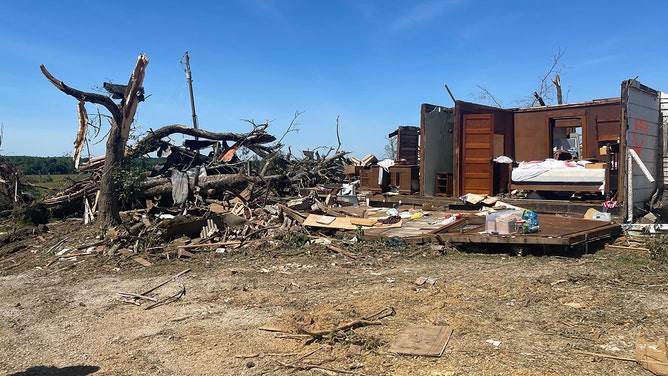 Extensive damage is seen in the town of Dawson Springs, Kentucky, after it was hit by a tornado on Sunday.