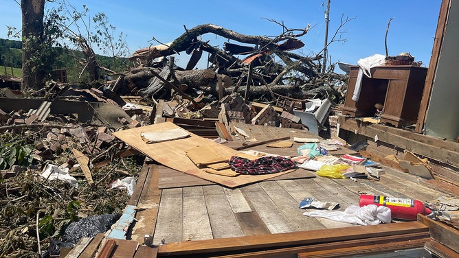 Extensive damage is seen in the town of Dawson Springs, Kentucky, after it was hit by a tornado on Sunday.