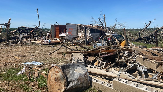 Extensive damage is seen in the town of Dawson Springs, Kentucky, after it was hit by a tornado on Sunday.