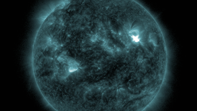 NOAA's GOES East satellite SUVI instrument captures a solar flare in the Sun's region 3663 on May 5, 2024. 