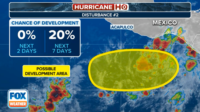 The outlook for Disturbance No. 2 in the Eastern Pacific Ocean.