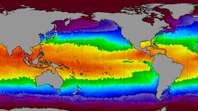 NOAA sea surface temperature map