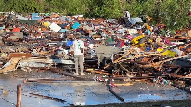 Tornado damage in Barnsdall, Oklahoma