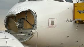 Nose of Austrian Airlines plane destroyed by hailstorm