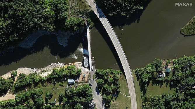 Maxar Technologies has provided satellite images focusing on Rapidan Dam on Minnesota’s Blue Earth River and the surrounding area. The images include both before and current views, as well as several different view angles of the activity.