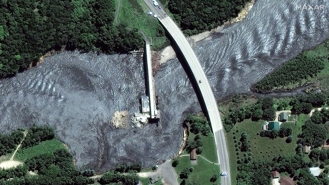 Maxar Technologies has provided satellite images focusing on Rapidan Dam on Minnesota’s Blue Earth River and the surrounding area. The images include both before and current views, as well as several different view angles of the activity.
