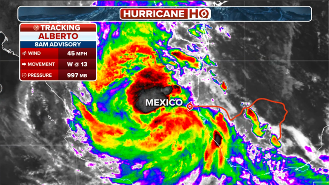 Tropical Storm Alberto location in the Gulf of Mexico.