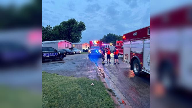 This photo shows the emergency response to flash flooding in Cleveland County, Oklahoma, on Tuesday, June 4, 2024.