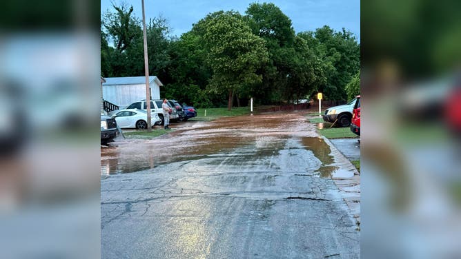 This photo shows the emergency response to flash flooding in Cleveland County, Oklahoma, on Tuesday, June 4, 2024.