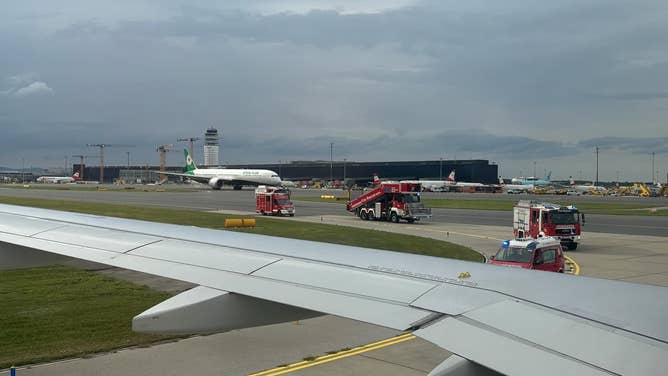 Photos show damage to the Austrian Airlines Airbus A320 plane after flying through a thunderstorm on Sunday, June 9, 2024.