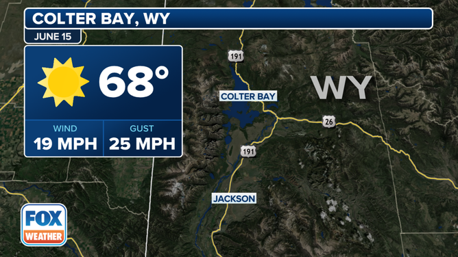 Weather conditions in Colter Bay on Saturday, June 15.