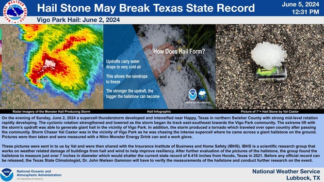 Texas Hail Stone Record Graphic