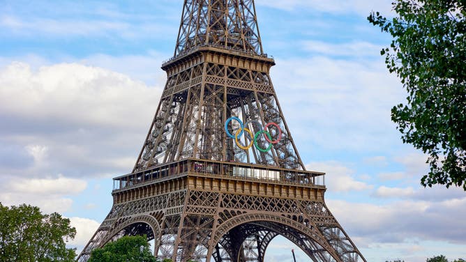 The Olympic Rings On The Eiffel Tower In Paris
