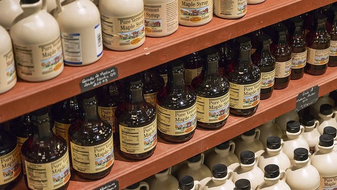 Jugs of maple syrup in the Vermont country store