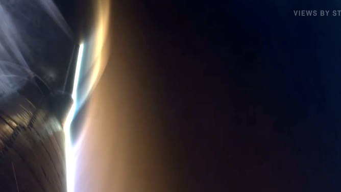 Starship re-enters Earth's atmosphere after the fourth flight test on June 6, 2024.