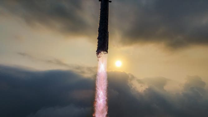 SpaceX Starship launches from Boca Chica, Texas on June 6, 2024 marking the fourth flight test for the company's reusable mega rocket. 